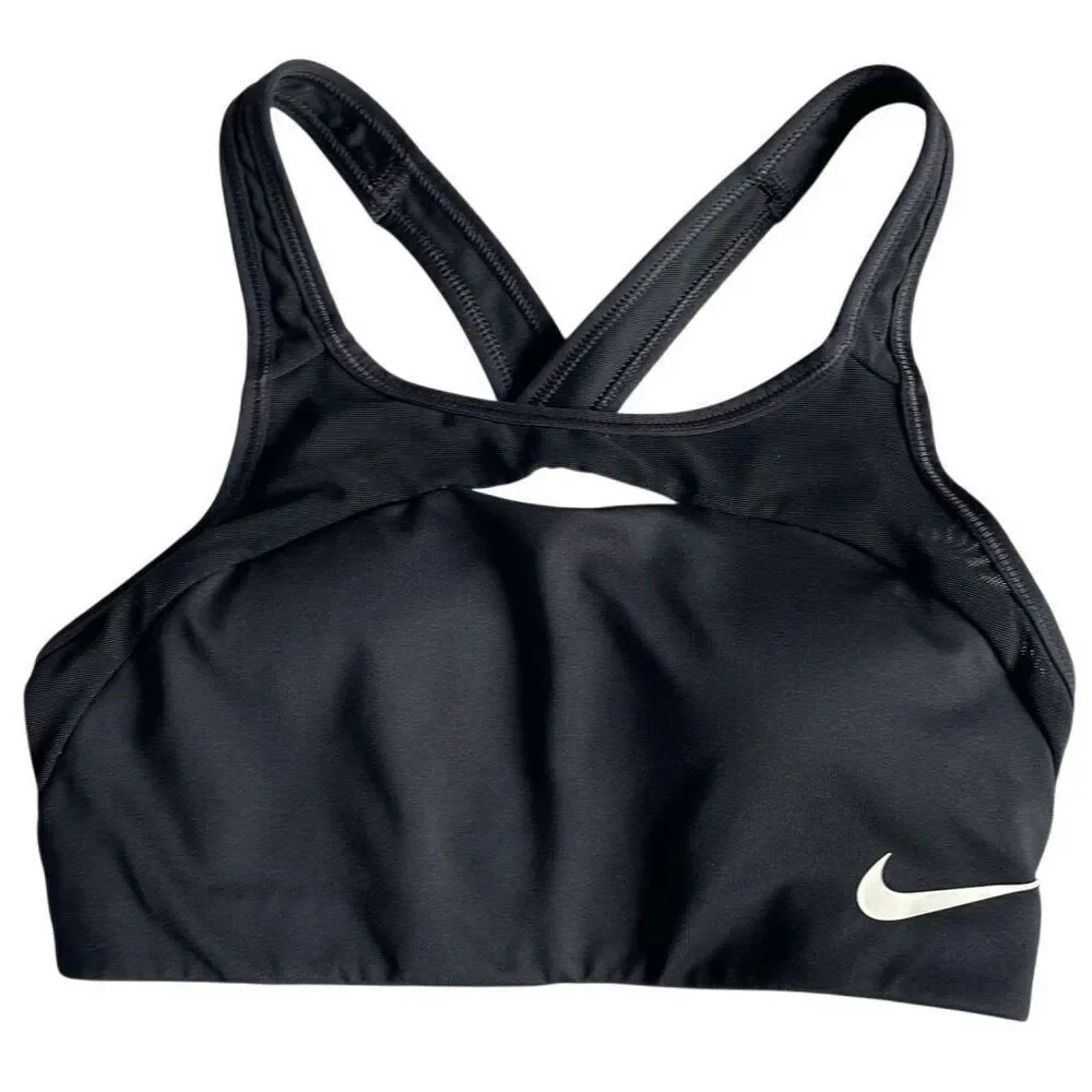 EUC! Nike Black Sports Bra Cut w/ Cut Out, Mesh Trim, Cross Back - Size XS